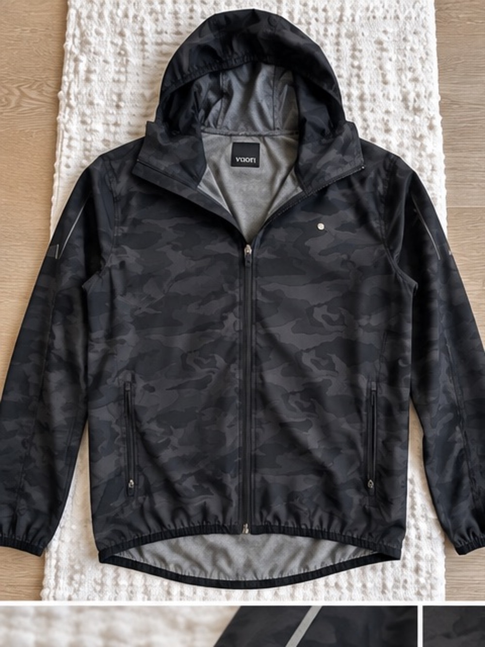Vuori Black Camo Hooded Windbreaker Jacket